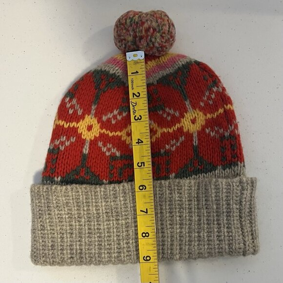 Moda International Vintage 100% Lambswool Hat Beanie Winter Christmas Red Women - Picture 5 of 6